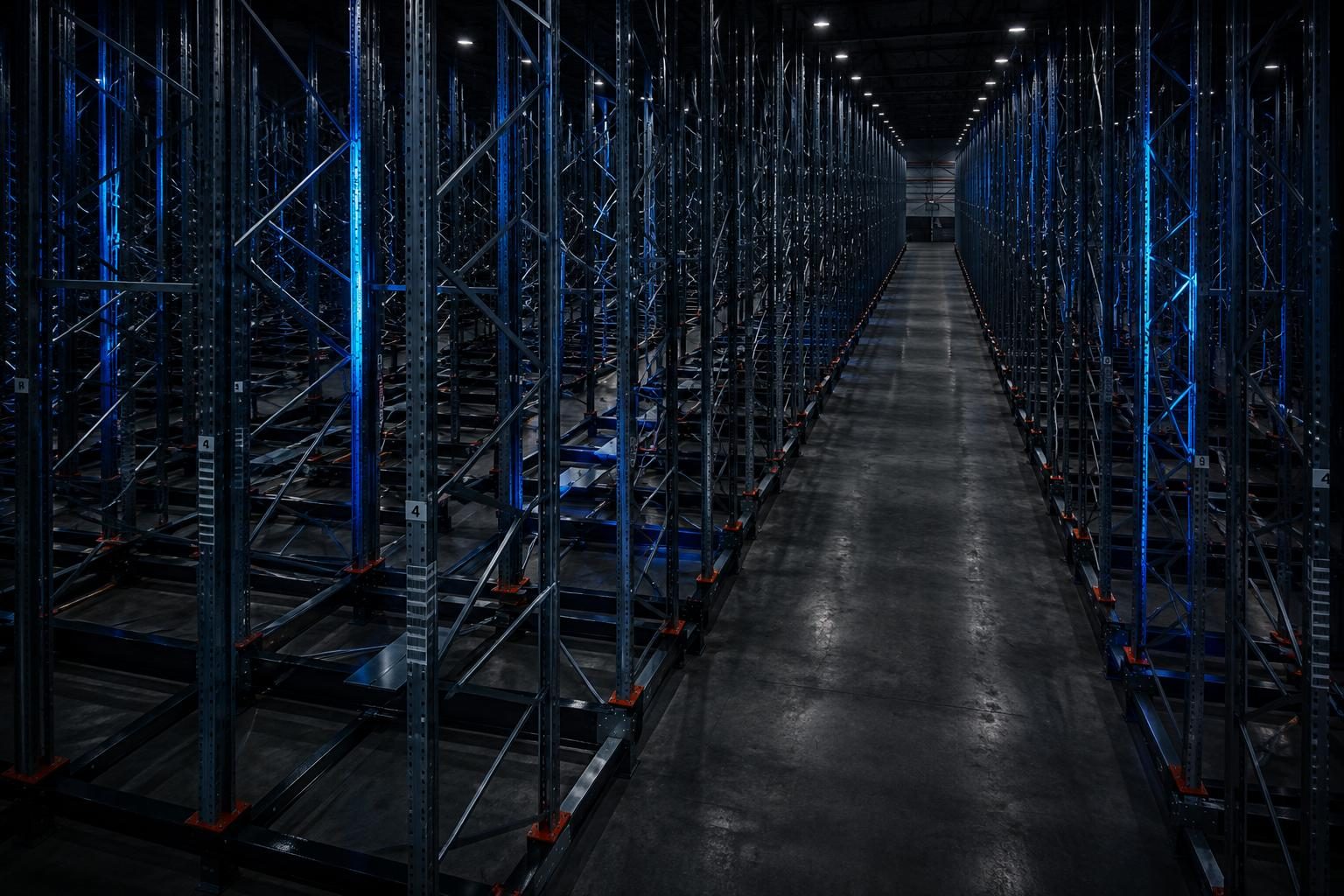 Warehouse storage racking system